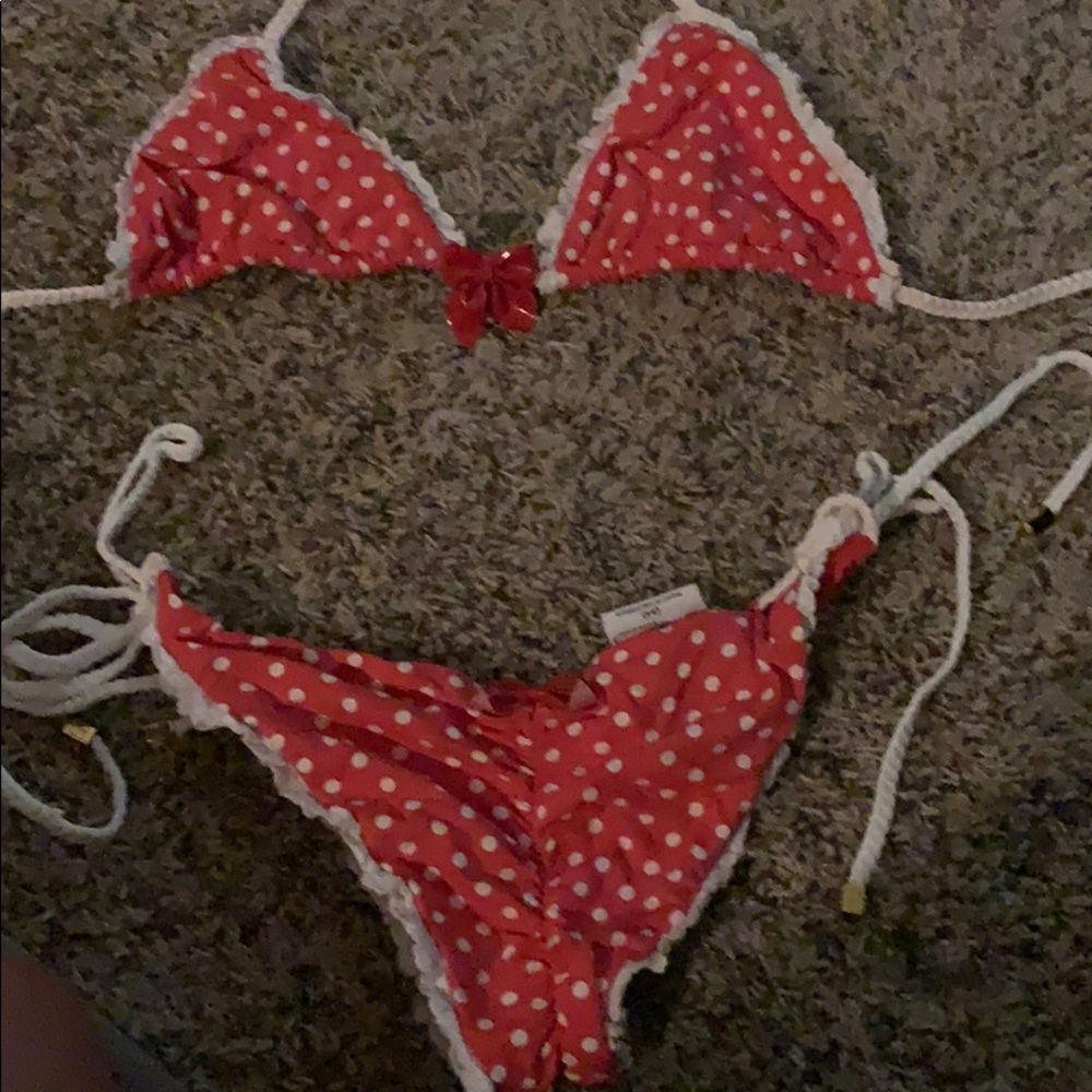 Beach Bunny Red Polka Dot Ruffle Bikini - Picture 2 of 2